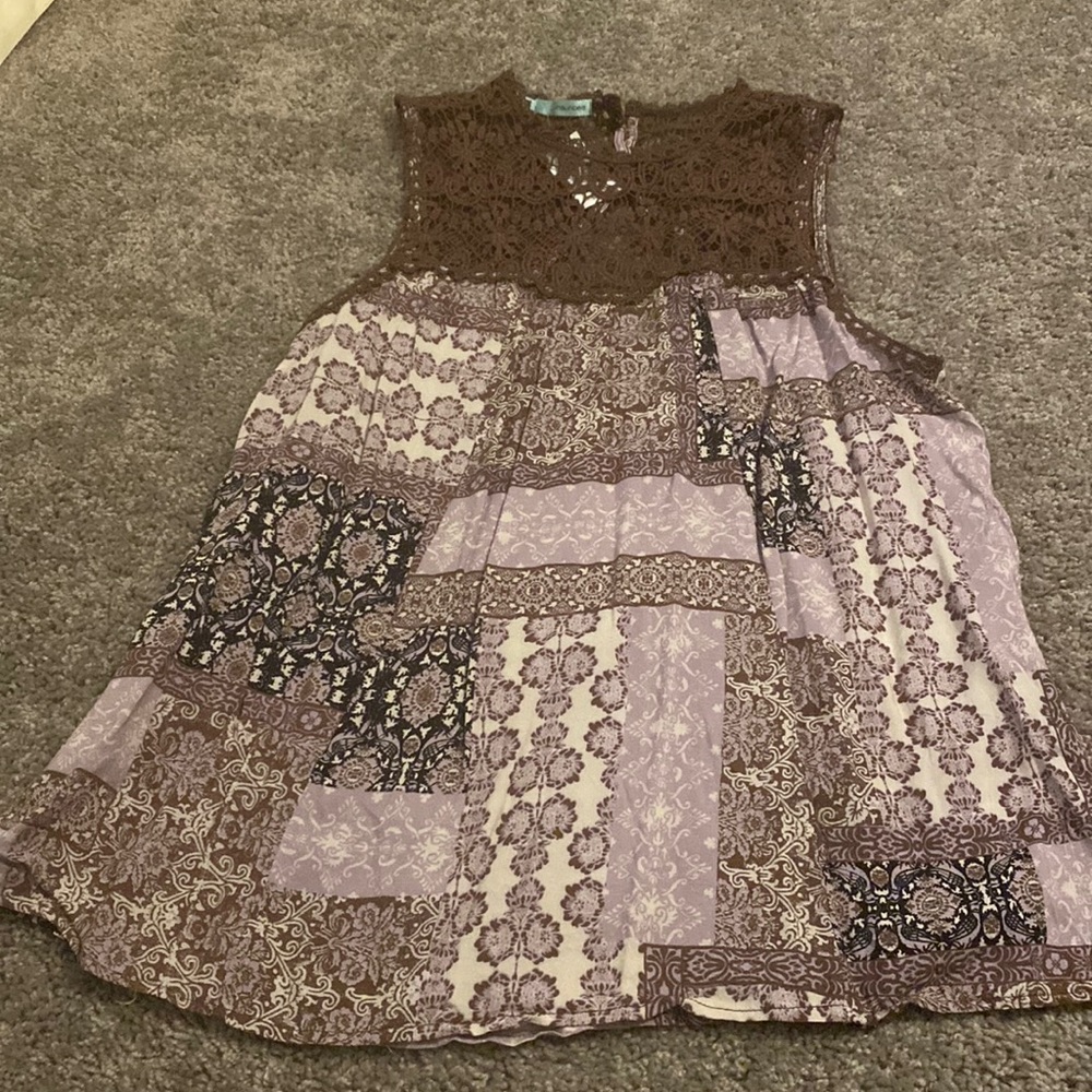 Purple tank top with lace detail